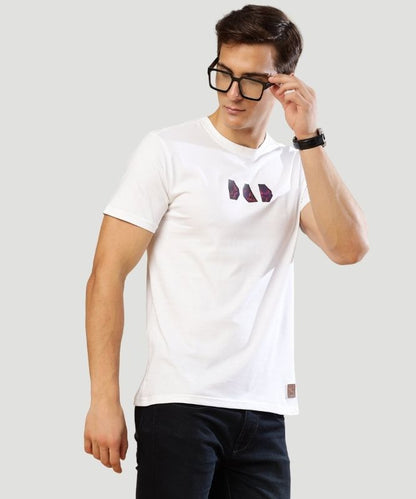 Men's White Solid Half Sleeves Regular Fit T-Shirt